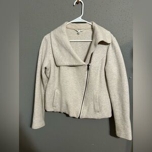 CAbi Cream Sweater with Asymmetrical Zipper